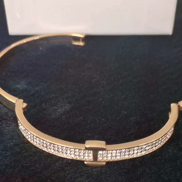 18K Gold Plated Crystal Belt Bangle Gold Swarovski Crystal Belt Bangle Bracelet - Picture 16 of 17